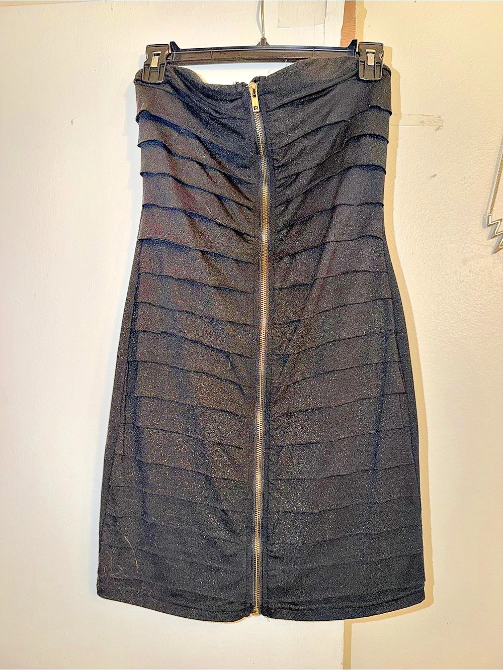Black Ruched Mini Skirt gold glitter
